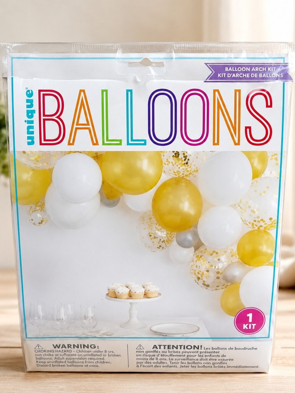 🎈✨ Gold & White Balloon Confetti Arch Kit – Elegant Party Decor Set ✨🎈